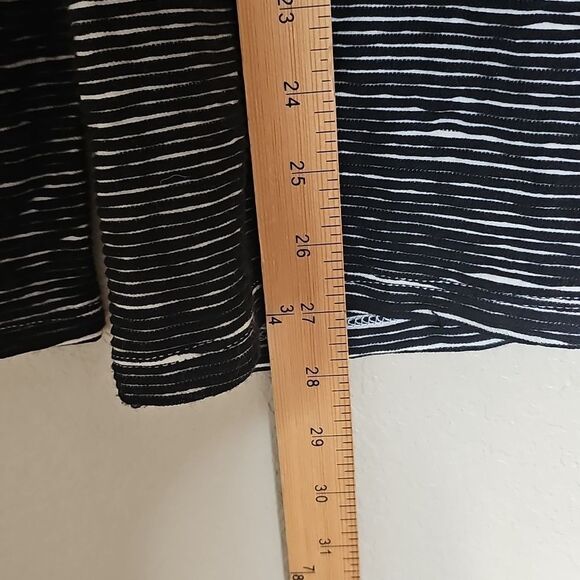 Dolan Black and Ivory White Rib Striped Cowl Neck Top Long Sleeve Medium - Picture 7 of 8